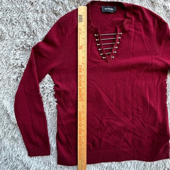 The Kooples Cashmere and Wool V-Neck Sweater 3 M/L Bar Hardware Goth Punk M L - Picture 10 of 13